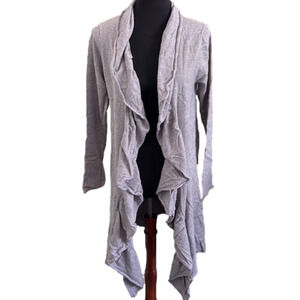 Lane Bryant long grey open front sweater ruffles size 22/24